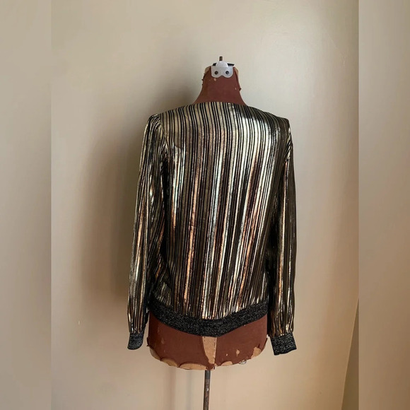 Vintage gold and silver blouse, 1980’s 1970’s John’s girl top, disco shirt - Picture 7 of 9
